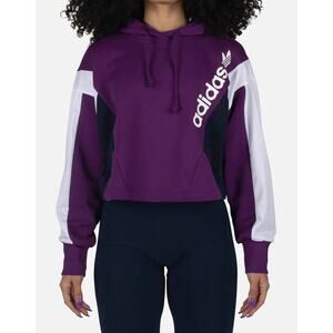Adidas Women’s Originals Tribe Cropped Color block Hoodie Bright Purple Size XL